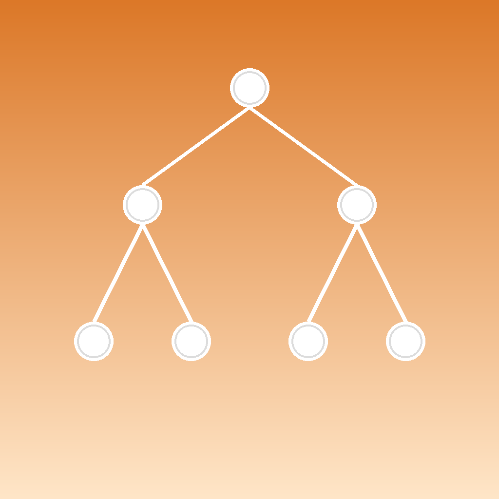 Un árbol de decisión con nodos simples sobre un fondo degradado limpio.