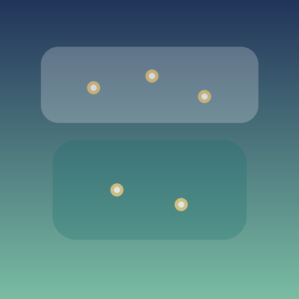 Un mapa minimalista con pines sobre un fondo degradado suave.