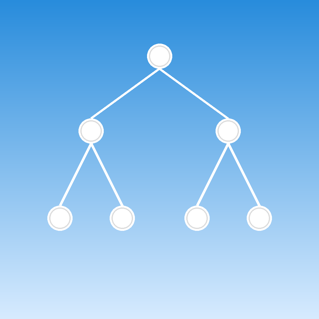 Un arbre de décision avec des nœuds simples sur un fond dégradé propre.