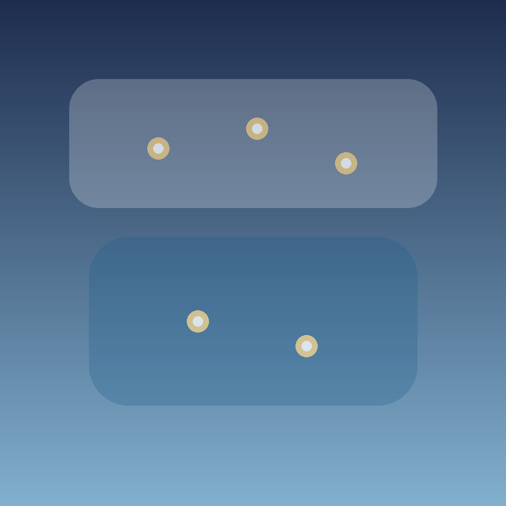 Una griglia ispirata alle mappe con pin su uno sfondo sfumato delicato.