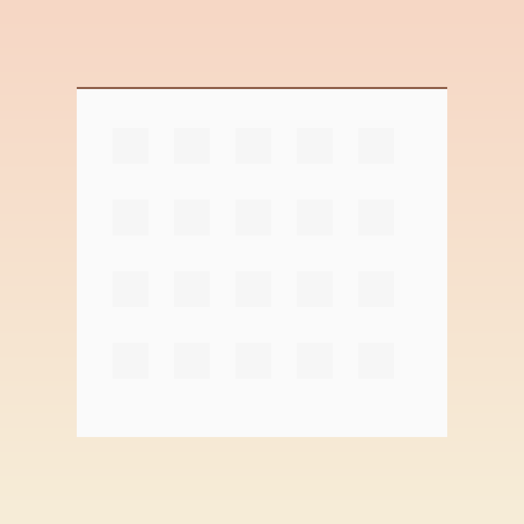 Un calendario minimal con segni regolari su uno sfondo morbido.